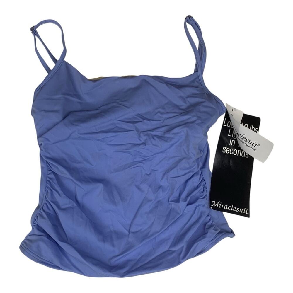 Miraclesuit women's size 10 medium Blue Tankini Top new separates slimming Kara